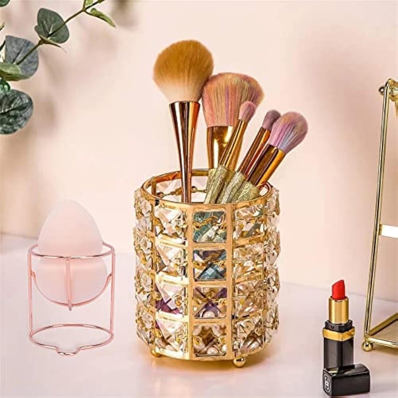 BLUETOP Crystal Make Up Brushes Cup, Personalized Shiny Makeup Brush Holder For Vanity Decor, Makeup Cups For Brushes, Crystal Small Flower Vase, Multi-Purpose Cosmetics Organizer For Pencil Pen Comb - Image 2