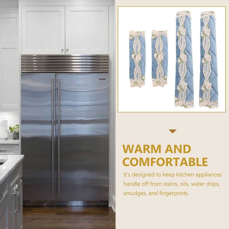 VERDANVERSE 4pcs Refrigerator Door Handle Covers Blue, Long and Short Sizes, Non-Slip Oil-Resistant Fridge and Freezer Appliance Handle Protectors for Kitchen Use - Image 3