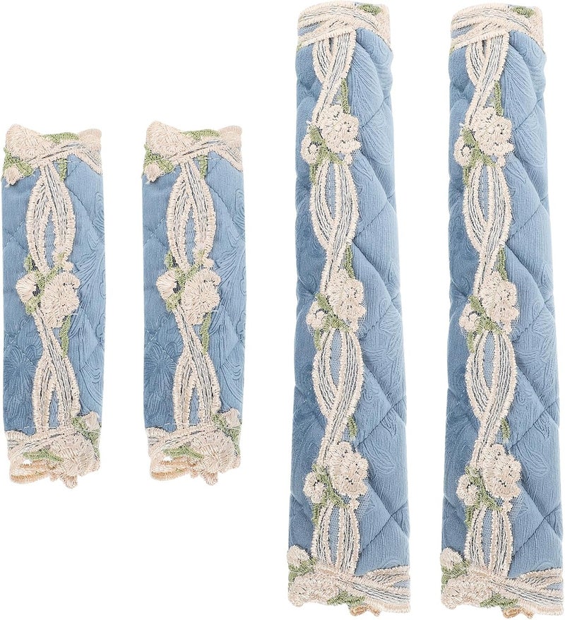 VERDANVERSE 4pcs Refrigerator Door Handle Covers Blue, Long and Short Sizes, Non-Slip Oil-Resistant Fridge and Freezer Appliance Handle Protectors for Kitchen Use - Image 1