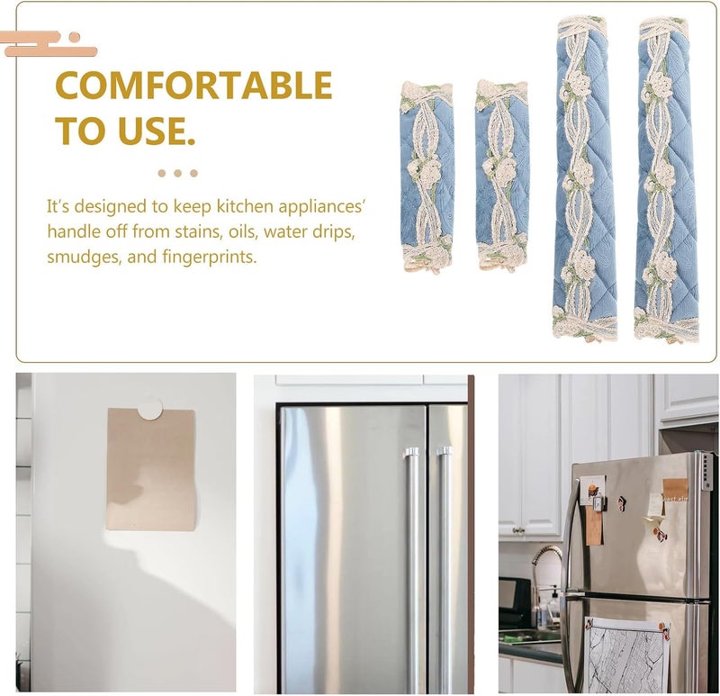 VERDANVERSE 4pcs Refrigerator Door Handle Covers Blue, Long and Short Sizes, Non-Slip Oil-Resistant Fridge and Freezer Appliance Handle Protectors for Kitchen Use - Image 5
