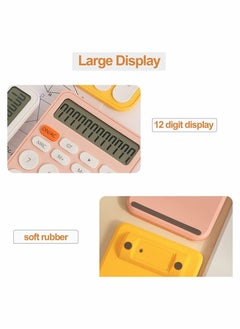 Y&D Desk Basic Cute Calculator, SYOSI Small Portable Standard Calculator 12 Digit Dual Power Handheld Desktop with Large LCD Display and Sensitive Buttons, No Noise (Yellow)  - Image 4