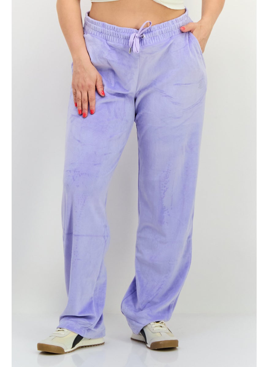 Juicy Couture Women Regular Fit Embroidered Sweat Pants, Lilac  - Image 1