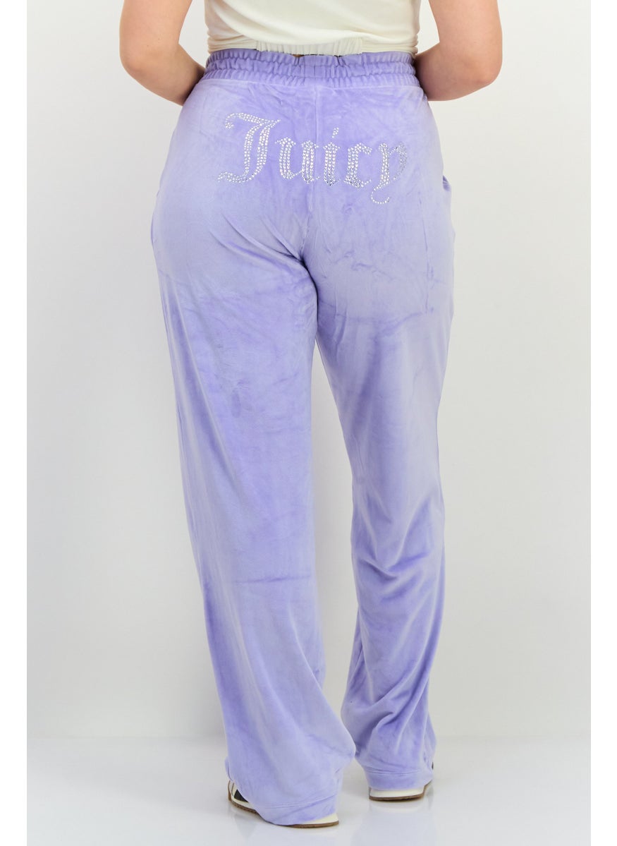 Juicy Couture Women Regular Fit Embroidered Sweat Pants, Lilac  - Image 4
