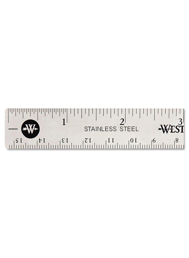 Westcott Stainless Steel Office Ruler with Non Slip Cork Base, 6-Inch (10414) - Image 1
