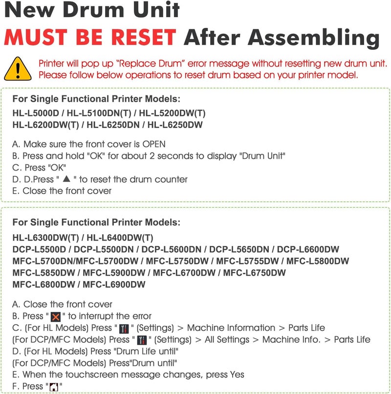 Aztech Compatible Drum Unit Replacement for Brother DR820 DR-820 DR 820 for Brother HL-L6200DW MFC-L5850DW MFC-L5900DW MFC-L6700DW MFC-L5800DW HLL6200DW HL-L5200DW HLL5100DN Printer (Black, 2-Pack) - Image 5
