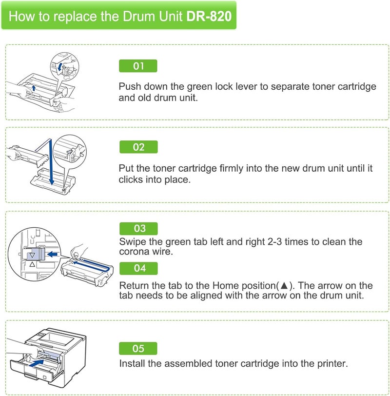Aztech Compatible Drum Unit Replacement for Brother DR820 DR-820 DR 820 for Brother HL-L6200DW MFC-L5850DW MFC-L5900DW MFC-L6700DW MFC-L5800DW HLL6200DW HL-L5200DW HLL5100DN Printer (Black, 2-Pack) - Image 4