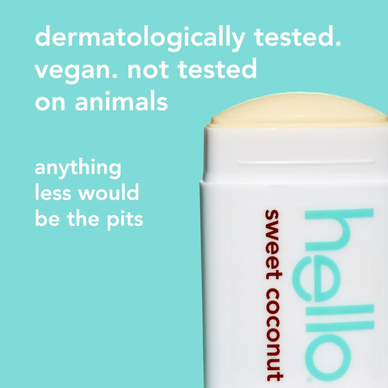 Hello مرحبًا مزيل العرق بجوز الهند الحلو مع زبدة الشيا للنساء والرجال، خالي من الألمنيوم، خالي من بيكربونات الصوديوم، خالي من البارابين، حماية من الروائح لمدة 24 ساعة، 2.6 أونصة، عبوتين - Image 5