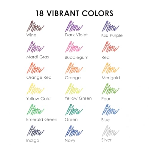 Grabie Capped Glitter Gel Pens 18 Colors, Metallic Vibrant Sparkle Gel Pens for Coloring, Color Pens for Adults,Colored Gel Pens for Adult Coloring Books and Drawing - Image 3