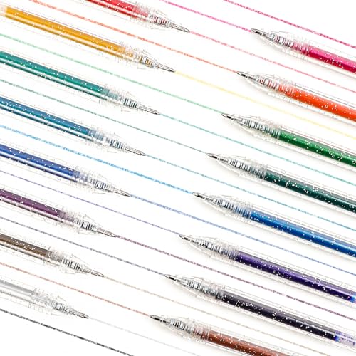 Grabie Capped Glitter Gel Pens 18 Colors, Metallic Vibrant Sparkle Gel Pens for Coloring, Color Pens for Adults,Colored Gel Pens for Adult Coloring Books and Drawing - Image 2