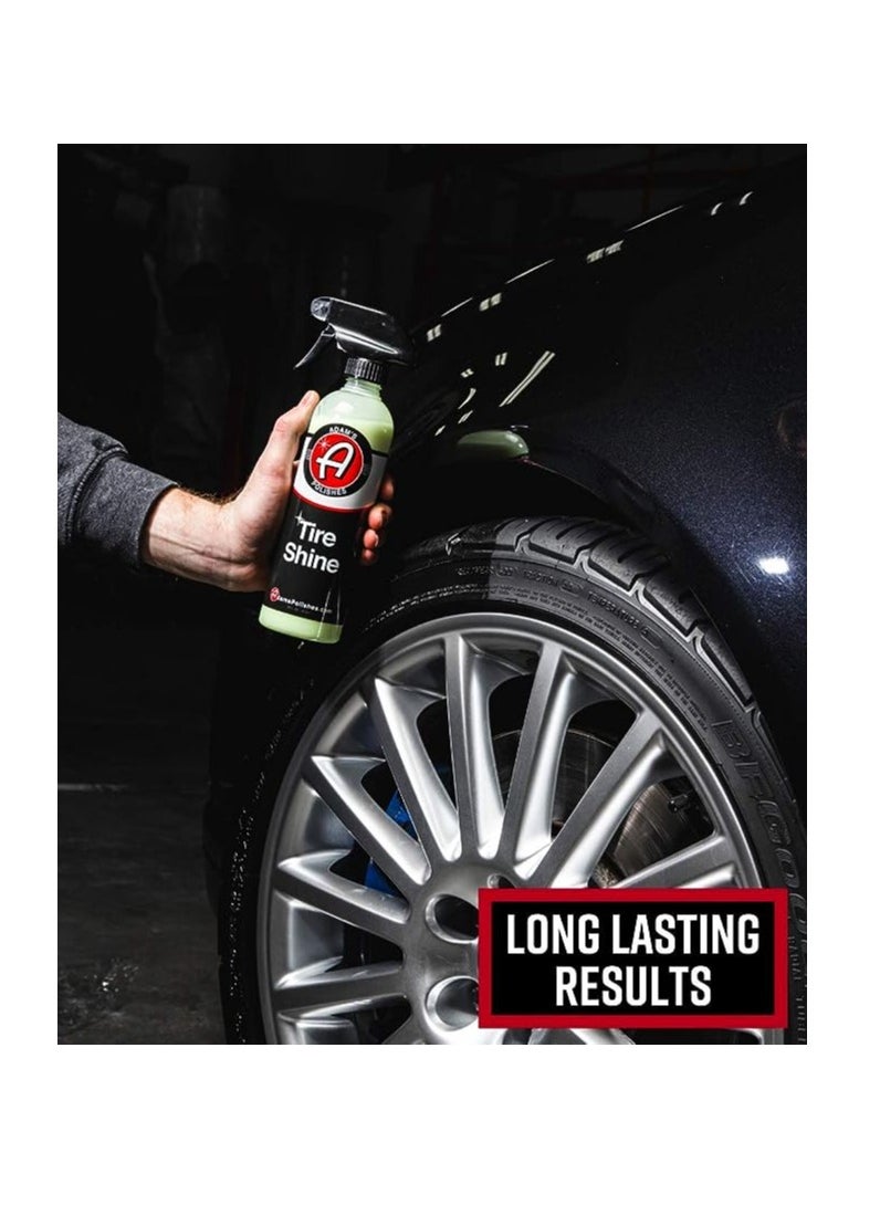 Adam's Tire Shine Combo Spray Tire Dressing With SiO2 for Non Greasy Car Detailing Use With Tire Applicator After Tire Cleaner And Wheel Cleaner Gives A Ceramic Coating Car Wax Like Tire Protection.