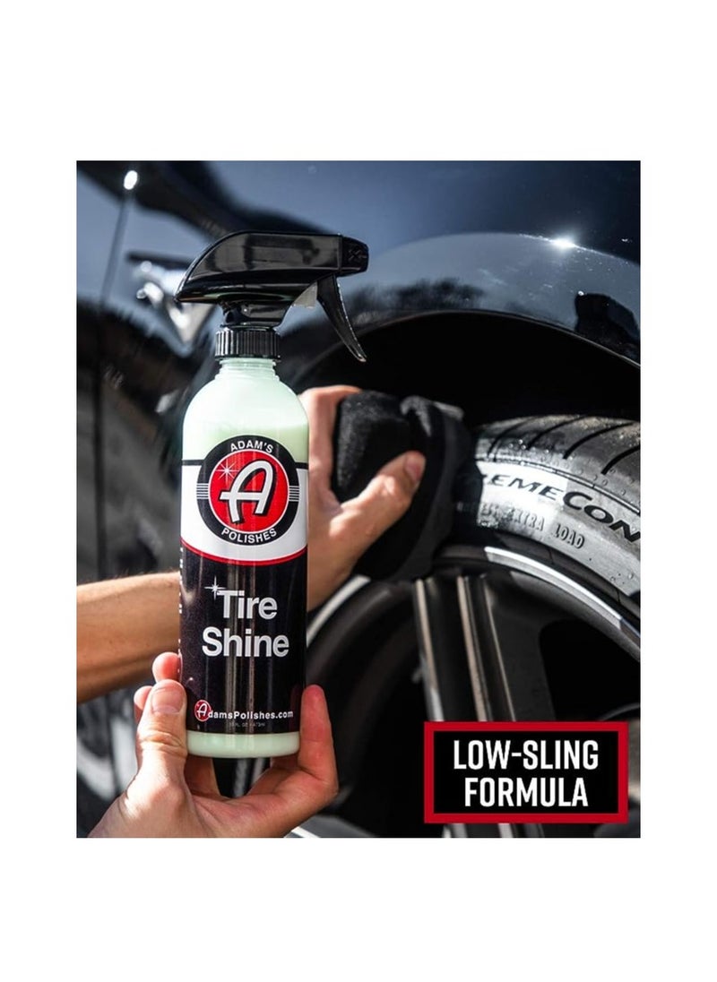 Adam's Tire Shine Combo Spray Tire Dressing With SiO2 for Non Greasy Car Detailing Use With Tire Applicator After Tire Cleaner And Wheel Cleaner Gives A Ceramic Coating Car Wax Like Tire Protection.