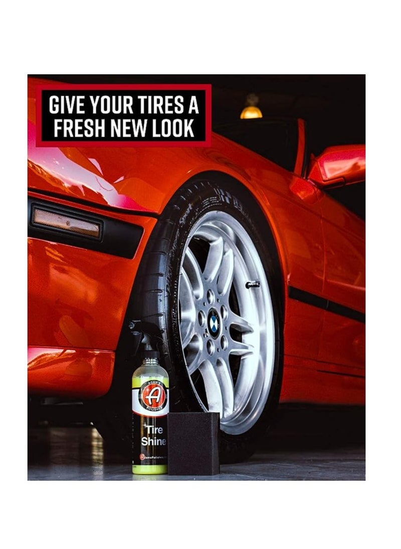 Adam's Tire Shine Combo Spray Tire Dressing With SiO2 for Non Greasy Car Detailing Use With Tire Applicator After Tire Cleaner And Wheel Cleaner Gives A Ceramic Coating Car Wax Like Tire Protection.