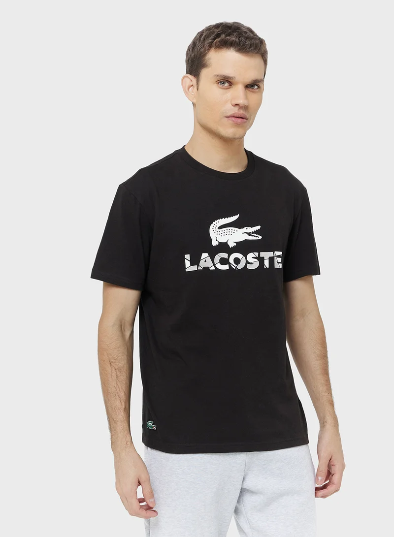 لاكوست Logo Crew Neck T Shirt