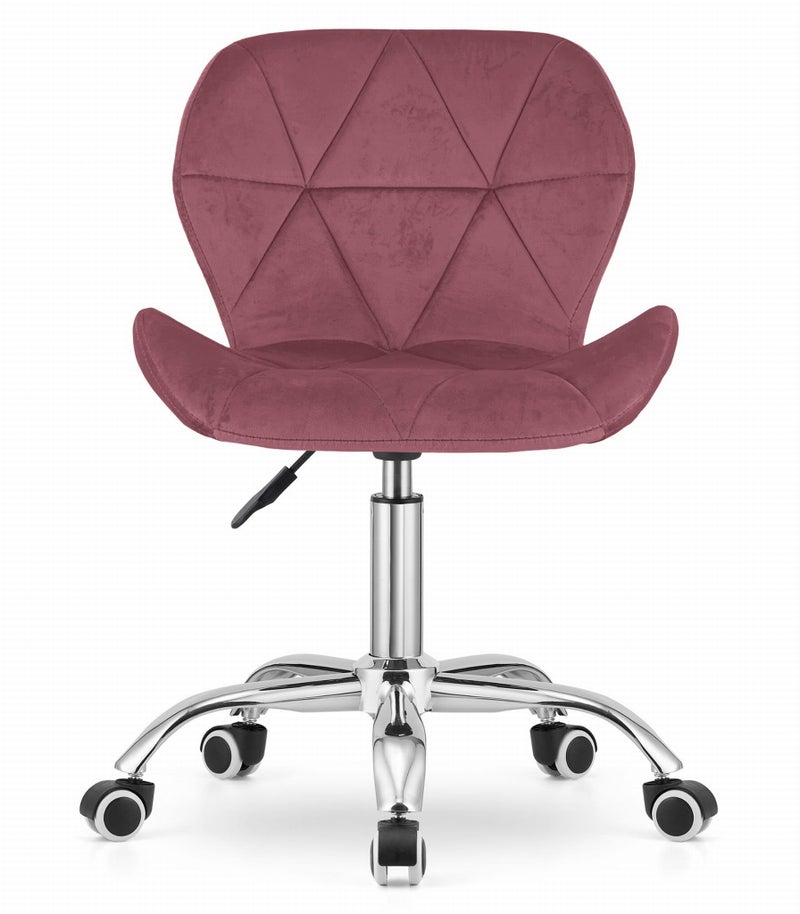 NMK HOME Velvet Desk Chair - Padded Office Chair with Geometric Padding and Chrome Base - Image 3