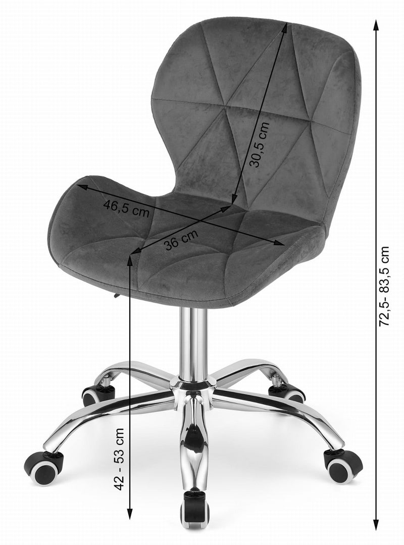 NMK HOME Velvet Desk Chair - Padded Office Chair with Geometric Padding and Chrome Base - Image 4
