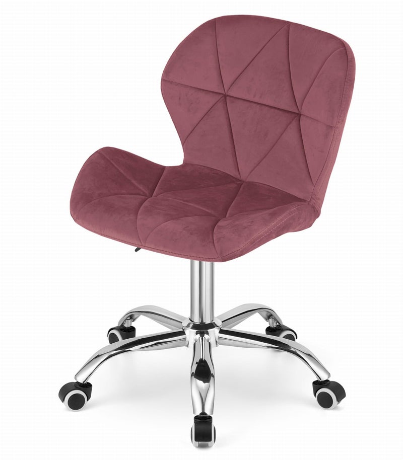 NMK HOME Velvet Desk Chair - Padded Office Chair with Geometric Padding and Chrome Base - Image 1