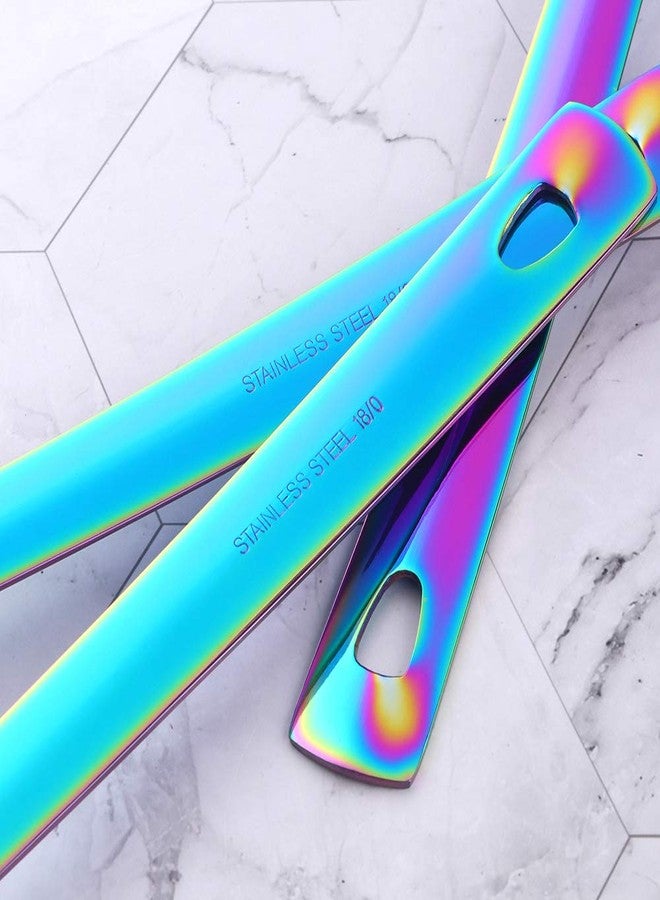 QOBIMOON QIBOORUN Stainless Steel Kitchen Utensil Set -8 Cooking Utensils, Colorful Titanium Plated Set Kitchen Tools Gadgets Cake Shovels/Plain Spatula, Potato Masher, Spoon, Slotted Spoon-Rainbow Color - Image 5