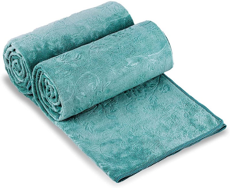 جي ام ال مناشف حمام الألياف الدقيقة JML صفيحة حمام Jumbo 2 (35 "" × 70 "") ناعمة كبيرة الحجم من مناشف حمام متعددة الأغراض للتجفيف السريع لللياقة الرياضية الجسدية الخضراء