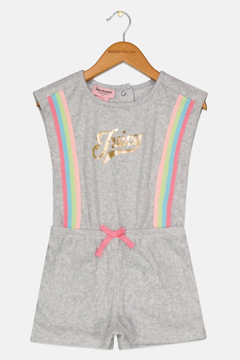 Juicy Couture بدلة رومبر لطفيات الفتيات بشعار العلامة التجارية، مزيج رمادي - Image 1