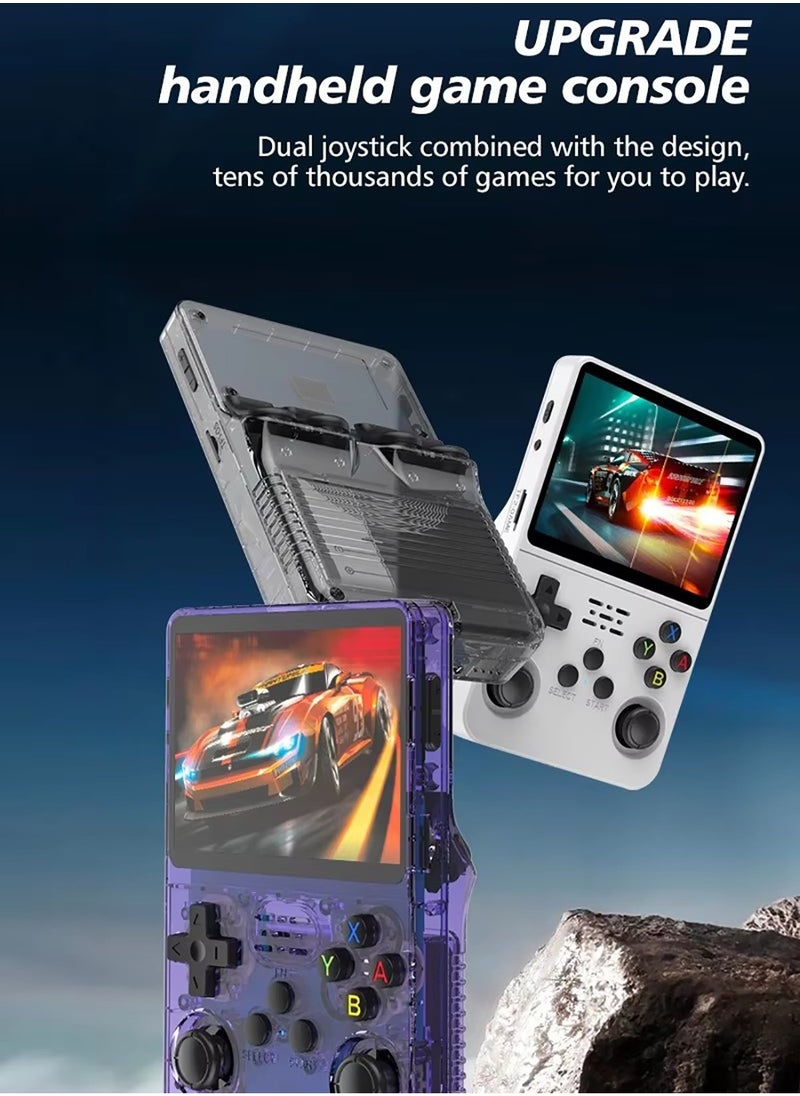R36S Portable Handheld Video Game Console with 10000+ Classic Games, 3.5 Inch HD IPS Screen, Open-Source Retro Linux System, Support HDMI TV Output (Transparent Grey, 64GB)