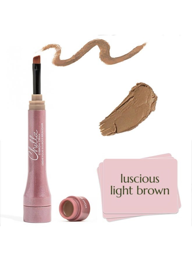 Chella Eyebrow Cream, Luscious Light Brown - Vegan, Cruelty Free, Paraben Free, Gluten Free - Long Wearing, Velvet Consistency, Water Resistant - Image 1