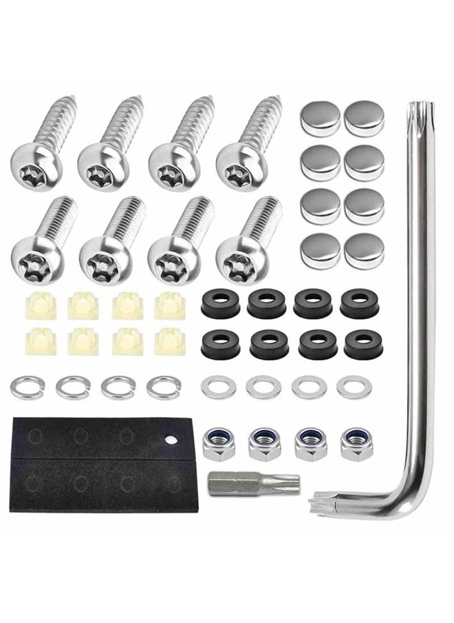MVAQKLM  Anti Theft License Plate Screws Kits, Rustproof Stainless Steel Mounting Hardware for Car Tag Plate Frames Covers, Button Head Bolts Fasteners Kits for Auto Front and Back License Plates  - Image 1