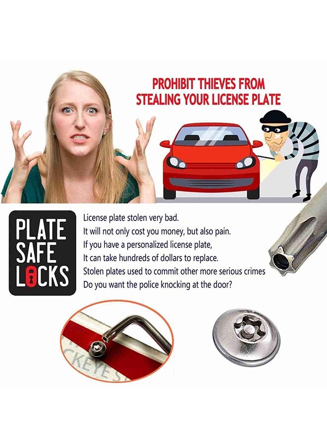MVAQKLM  Anti Theft License Plate Screws Kits, Rustproof Stainless Steel Mounting Hardware for Car Tag Plate Frames Covers, Button Head Bolts Fasteners Kits for Auto Front and Back License Plates  - Image 2