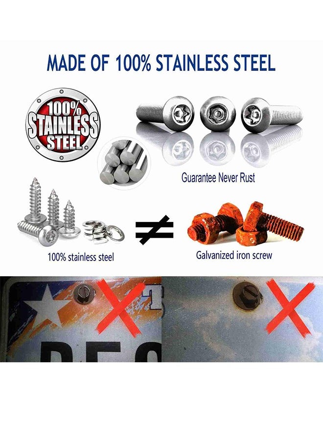 MVAQKLM  Anti Theft License Plate Screws Kits, Rustproof Stainless Steel Mounting Hardware for Car Tag Plate Frames Covers, Button Head Bolts Fasteners Kits for Auto Front and Back License Plates  - Image 3