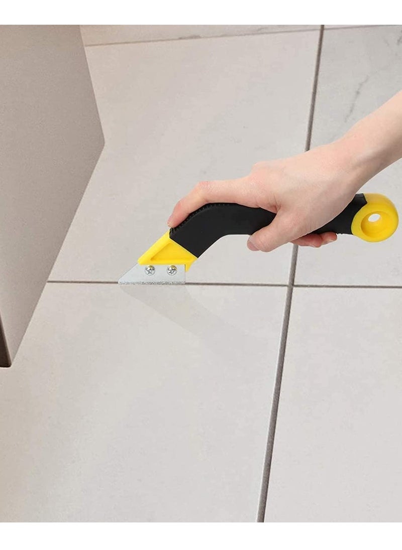 KASTWAVE - Grout Remover Knife Tile Grout Saw Angled Grout Scraping Rake Tool with 3 Pieces Extra Blades Replacement for Tile Cleaning Grout Remover Knife - Image 1