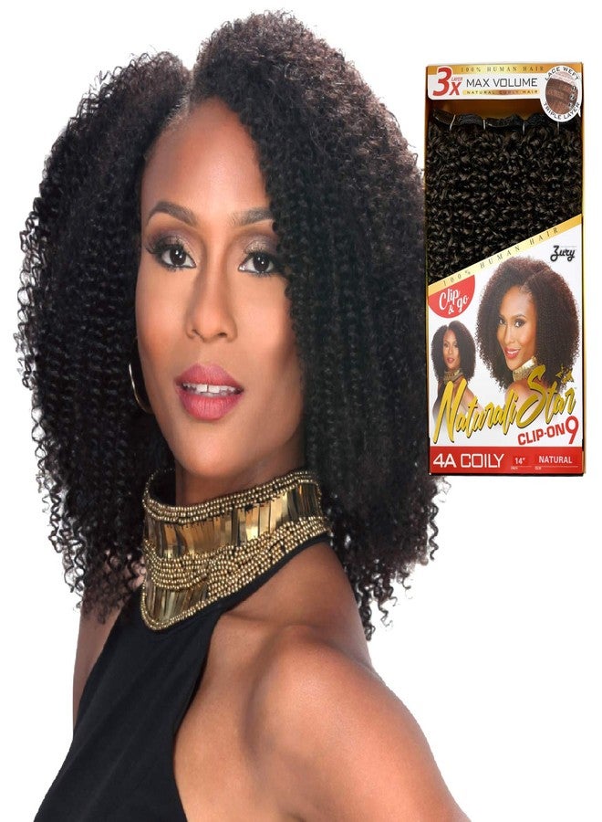 Zury Human Hair Weave Clip On 9Pcs 4A Coily (12", NATURAL) - Image 1