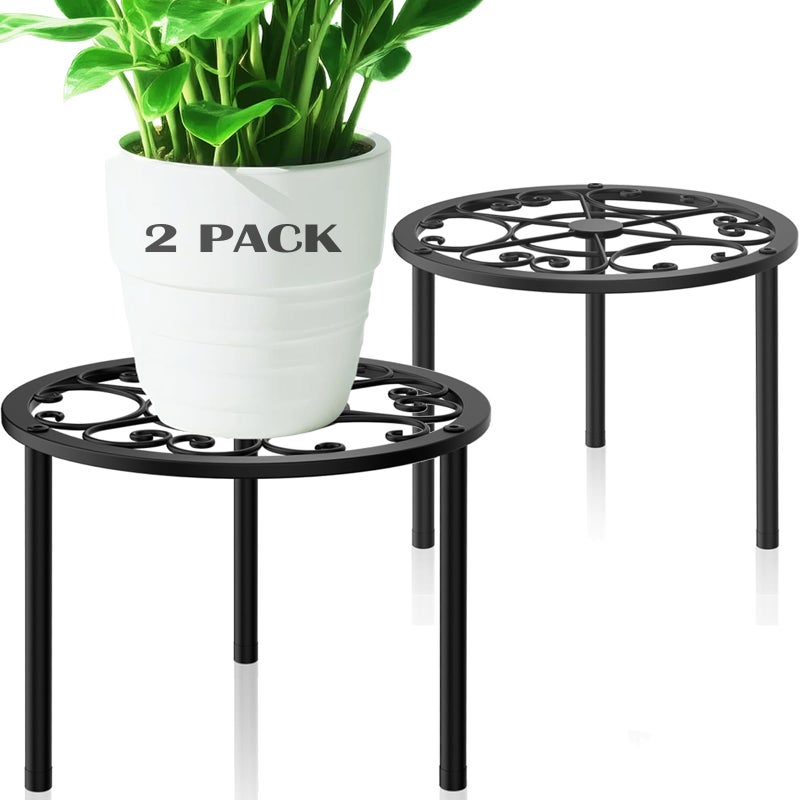 Tosking Heavy Duty Metal Plant Stands - 10-Inch Decorative Round Plant Stand  Adjustable Leveling Feet & Rust-Resistant Finish For Indoor/Outdoor Use - Image 1