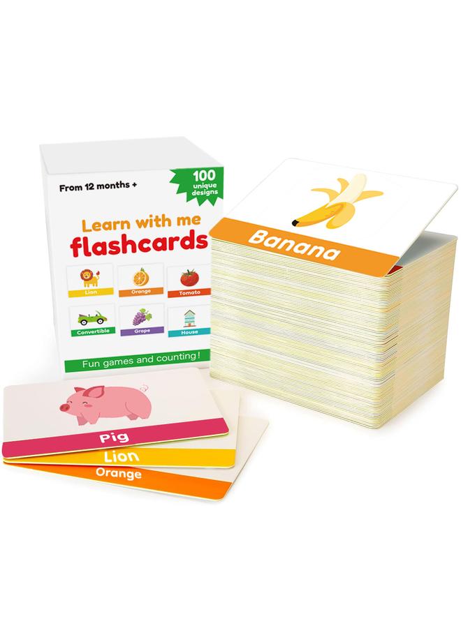 Bluejw Early Childhood Education Card 100 Children's Baby English Double-sided Flash Card Animal Fruit Enlightenment Education Cognition Card - Image 1