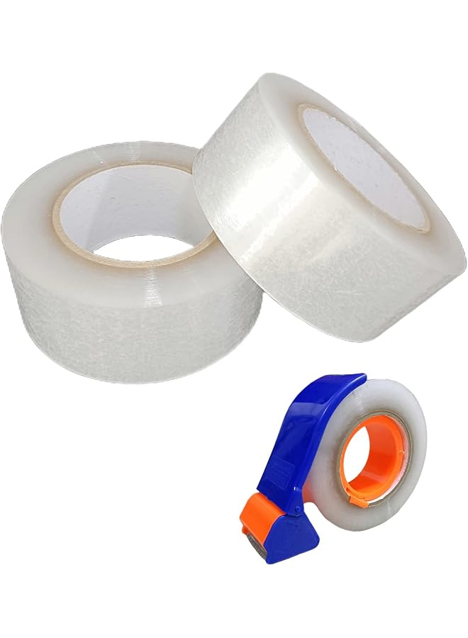 PROMASS promass 2pack 180meters/Roll 2" x 196 Yards，Heavy Duty Clear Packing Tape with Dispenser, Designed for Packing, Shipping Mailing,Moving,Strong Sealing Adhesive,No Splitting or Tearing,Long Lasting  - Image 1