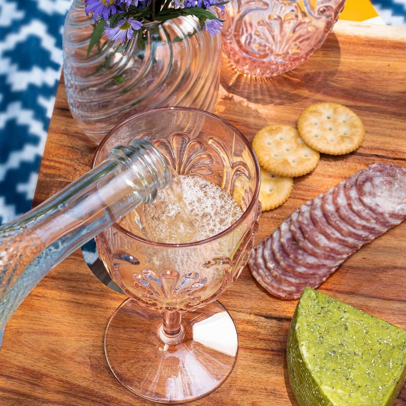 Komorebi Shatterproof Acrylic Wine Glasses  Unbreakable Plastic Goblets BPAFree  DropProof Glassware  Elegant Drinkware for Indoor  Outdoor Use  14oz Set of 4 Pale Pink - Image 3