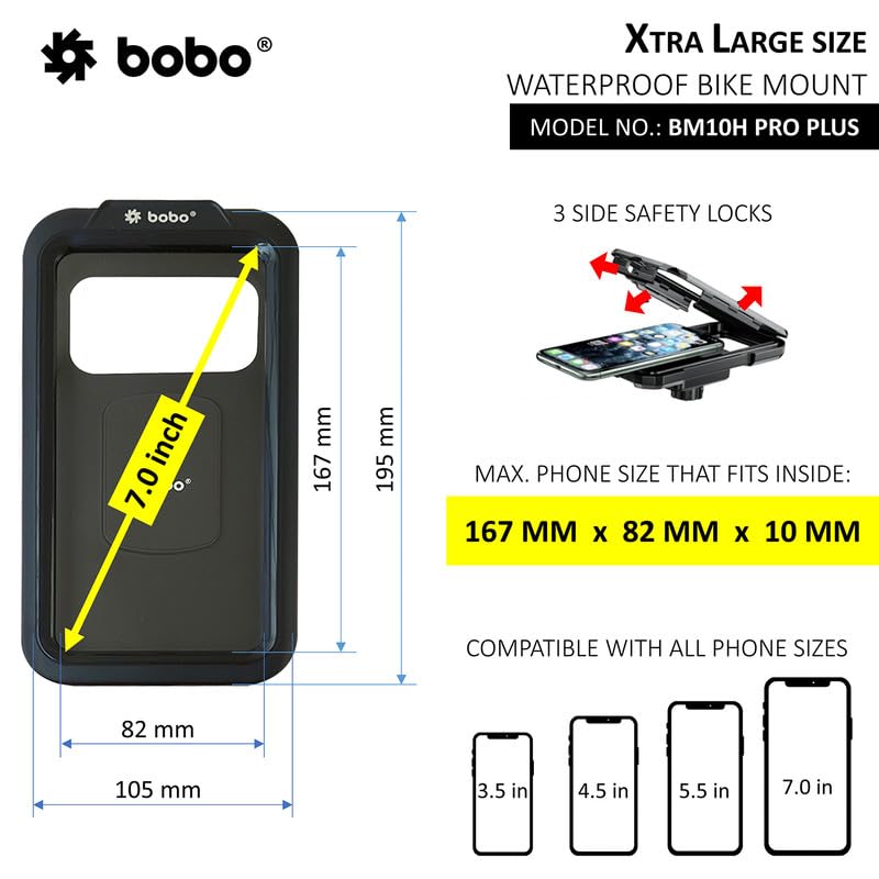 Bobo BM10H PRO Plus Handlebar Mount with PRO Plus Vibration Damper, Fully Waterproof Bike/Motorcycle/Scooter Mobile Phone Holder Mount, Ideal for Maps and GPS Navigation (Black) - Image 5