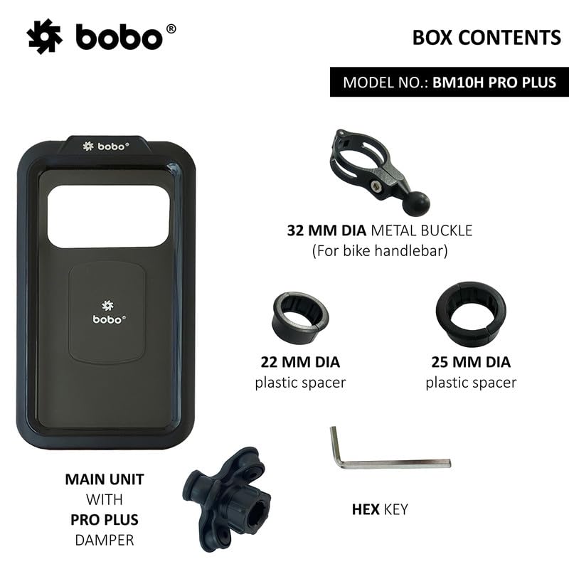 Bobo BM10H PRO Plus Handlebar Mount with PRO Plus Vibration Damper, Fully Waterproof Bike/Motorcycle/Scooter Mobile Phone Holder Mount, Ideal for Maps and GPS Navigation (Black) - Image 4