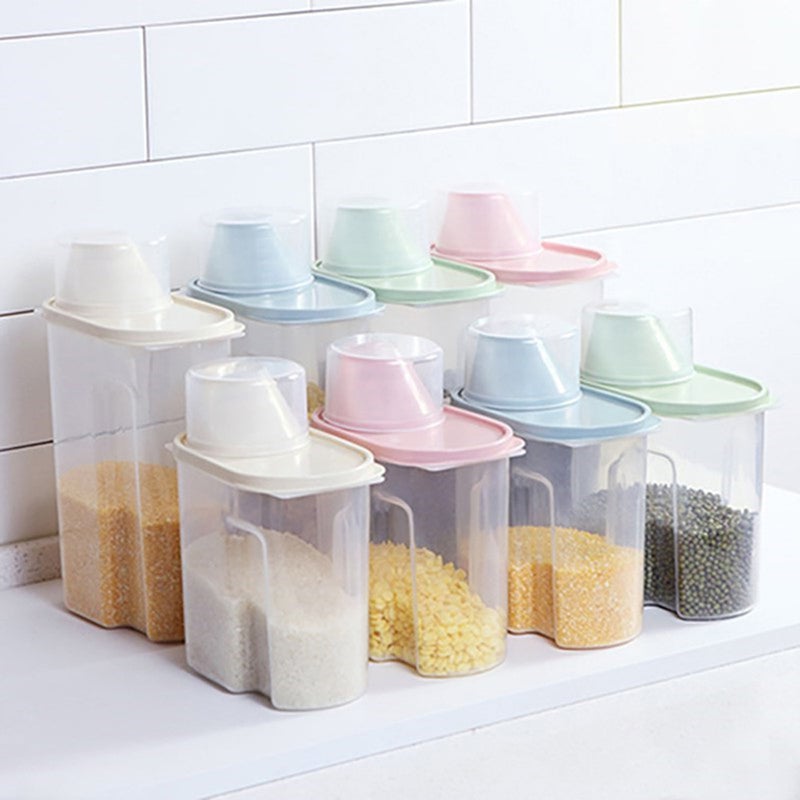🍳 وعاء تخزين صغير بسعة ١ ٩ لتر من البي plastic محكم الغلق مع غطاء لتخزين الحبوب والأرز والشوفان باللون الأخضر - Image 4