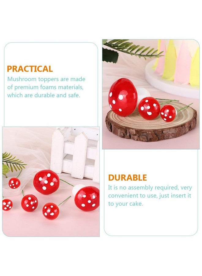 Amosfun 30pcs Mini Mushroom Cake Toppers Red Foam Mushrooms Cupcake Decoration Garden Fairy Bonsai Plant DIY Crafts 3 Sizes Assorted - Image 3