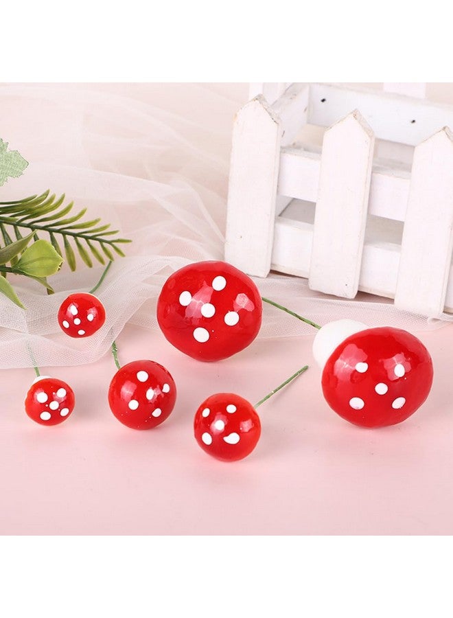 Amosfun 30pcs Mini Mushroom Cake Toppers Red Foam Mushrooms Cupcake Decoration Garden Fairy Bonsai Plant DIY Crafts 3 Sizes Assorted - Image 5