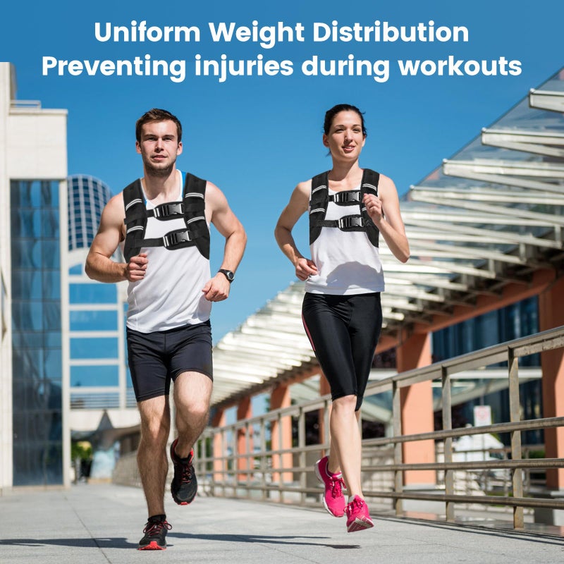 Zikopomi Weighted Vest with Two Adjustment Straps for Men Women, 8lbs/12lbs/16lbs/20lbs Weight Vest with Reflective Stripes for Workout, Strength Training, Running, Fitness, Muscle Building, Weight Loss - Image 2