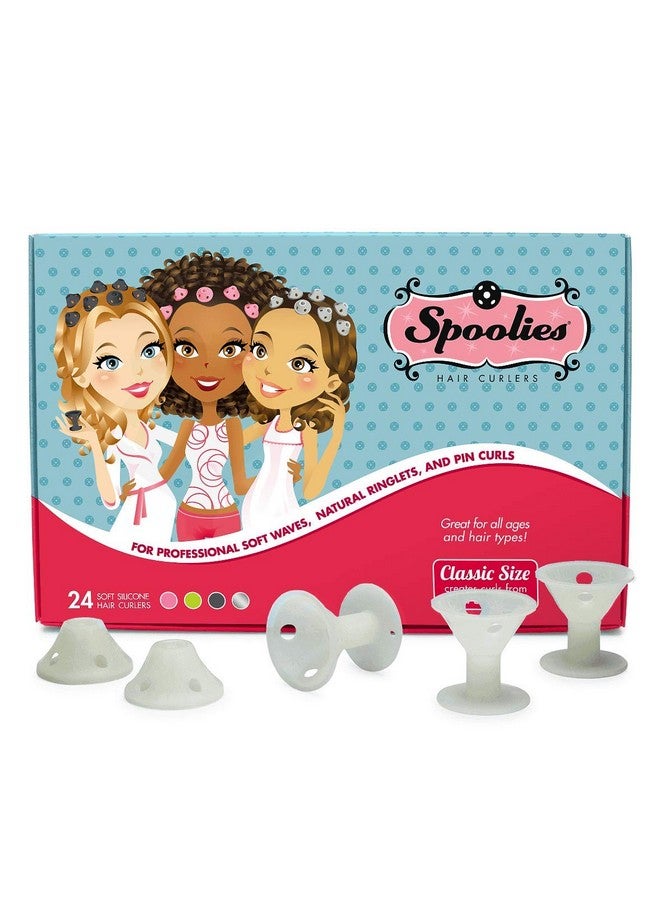 Spoolies Original Hair Curlers Heatless Silicone Rollers For Natural Hair Hair Extensions Plus Wigs Made In Usa 24 Medium Size (Glowinthedark) - Image 1