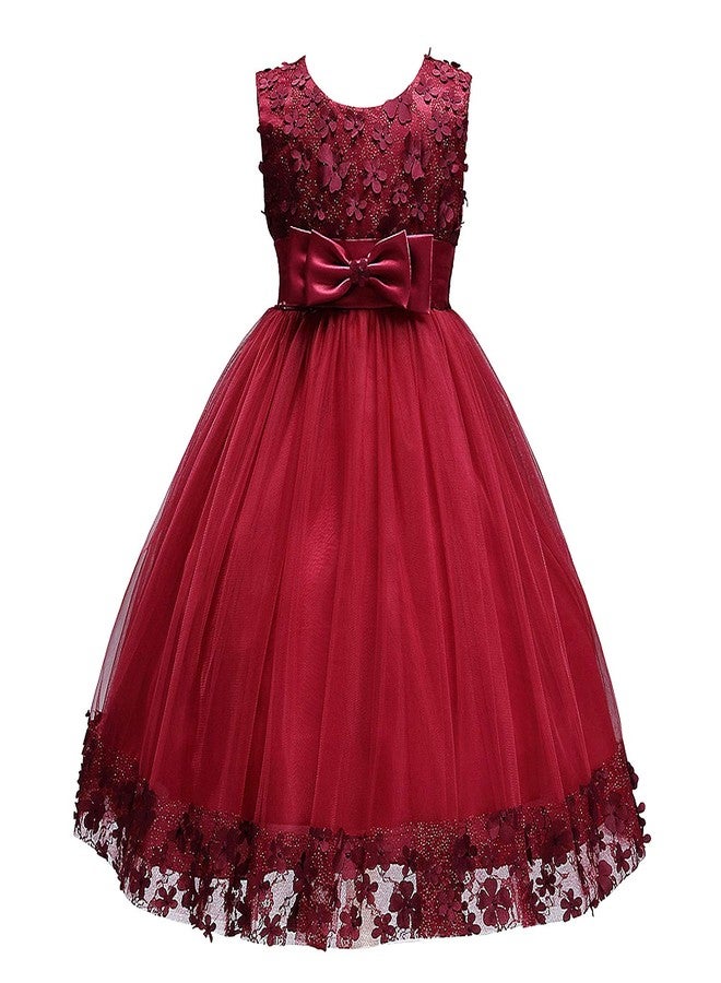 Acecharming Flower Girl Dresses for Wedding, Bridesmaid Baby Girl Pageant Elegant Lace Tulle Baptism Princess Party Dress - Image 1