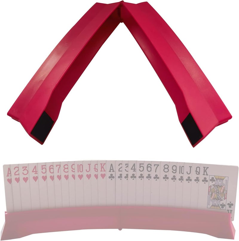 كلاراكو حامل بطاقات لعب منحني على شكل يد، مناسب لألعاب الورق لذوي الاحتياجات الخاصة، مثالي لحفلات البوكر، ومجموعات أوراق اللعب، أداة ترفيهية، أحمر - Image 2