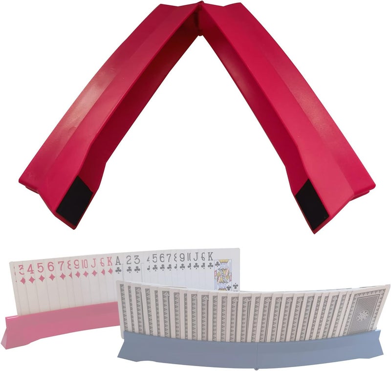 كلاراكو حامل بطاقات لعب منحني على شكل يد، مناسب لألعاب الورق لذوي الاحتياجات الخاصة، مثالي لحفلات البوكر، ومجموعات أوراق اللعب، أداة ترفيهية، أحمر - Image 4