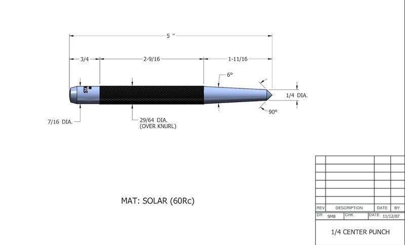 Starrett Steel Center Punch with Round Shank and Knurled Finger Grip Hardened and Tempered 5 Length 14 Diameter Tapered 117E - Image 3