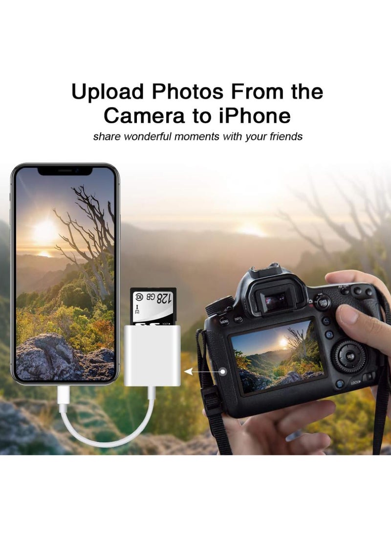 Rock Pow - Lighting Sd Card Reader for iPhone iPad Camera,Dual Card Slot Memory Card Reader Supports SD and TF Card Trail Camera Viewer Sd Card Adapter Portable Sd Card Reader No Application Required Plug Play - Image 1