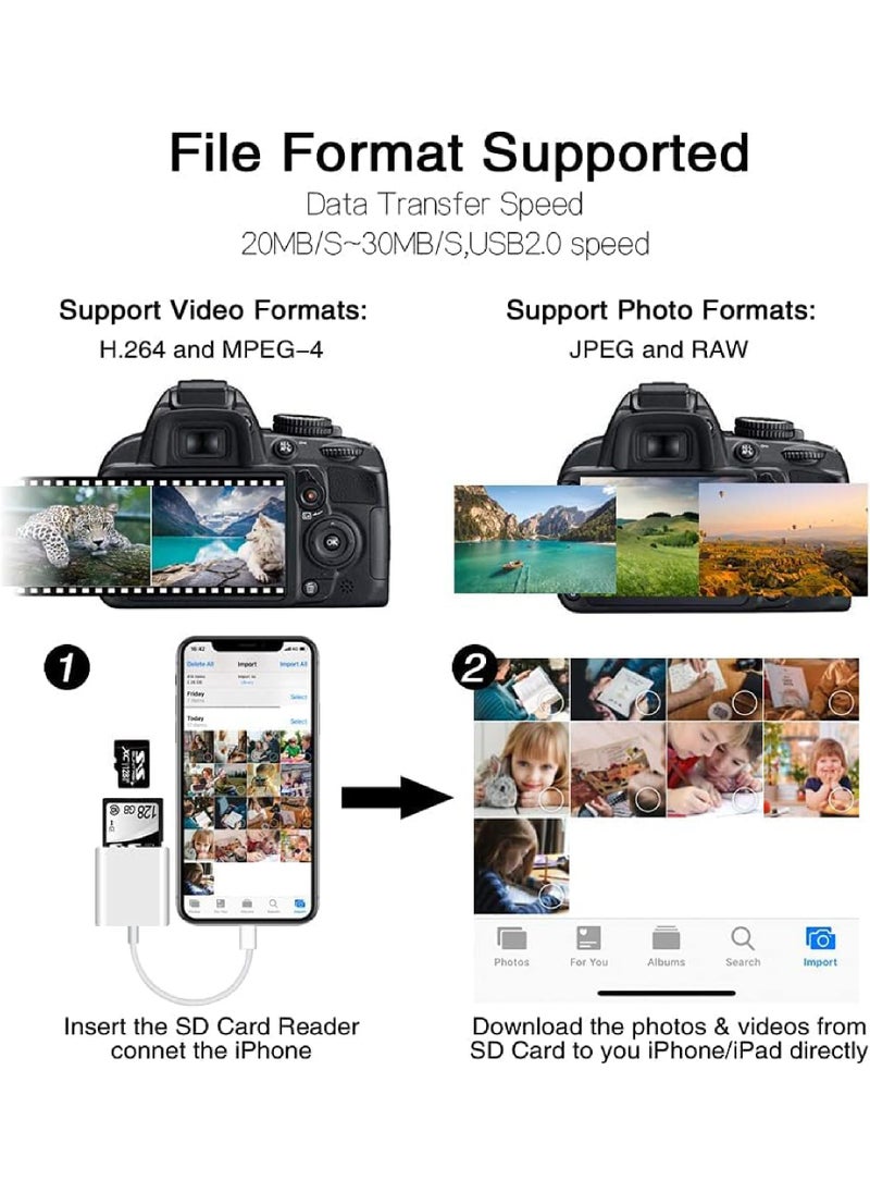 Rock Pow - Lighting Sd Card Reader for iPhone iPad Camera,Dual Card Slot Memory Card Reader Supports SD and TF Card Trail Camera Viewer Sd Card Adapter Portable Sd Card Reader No Application Required Plug Play - Image 1