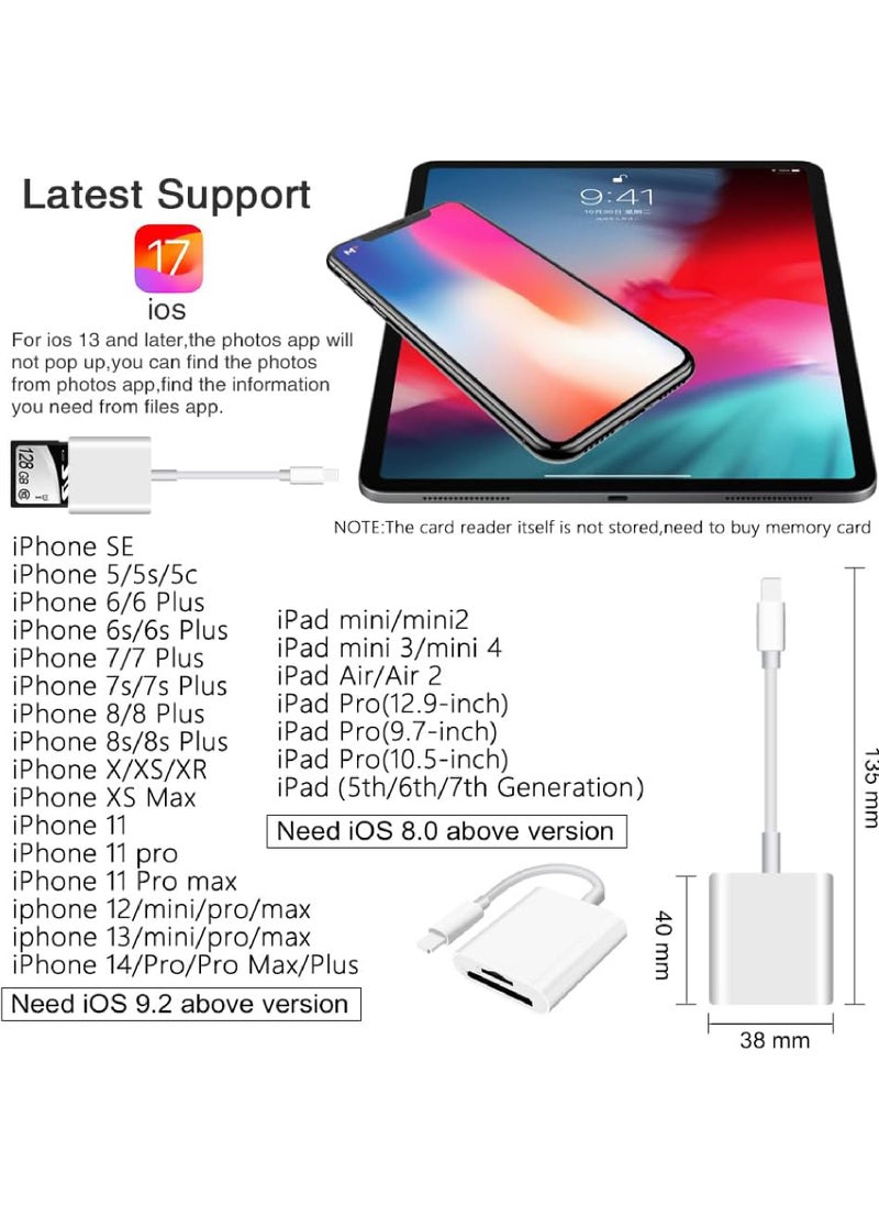 Rock Pow - Lighting Sd Card Reader for iPhone iPad Camera,Dual Card Slot Memory Card Reader Supports SD and TF Card Trail Camera Viewer Sd Card Adapter Portable Sd Card Reader No Application Required Plug Play - Image 1