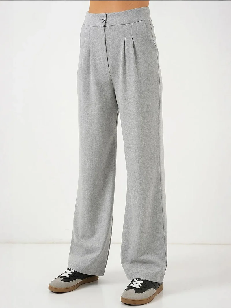 بيغ دارت بنطلون بالازو مطوي بخصر مرتفع من