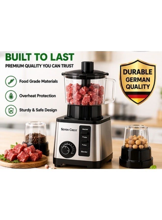 Seven CREST 8-in-1 Multifunction Juicer Machine Blender Food Processor 4L 1500W Heavy Duty Stainless Steel Electric Mixer Kitchen Machine with Grinder Chopper Dough Maker Egg Beater Ice Crushing - Image 4